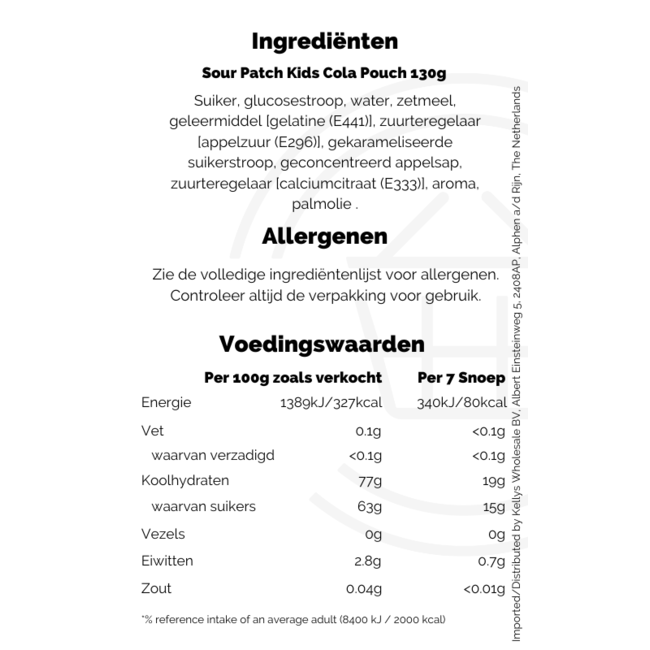Sour Patch Kids Cola Pouch 130g THT: 26-07-2026