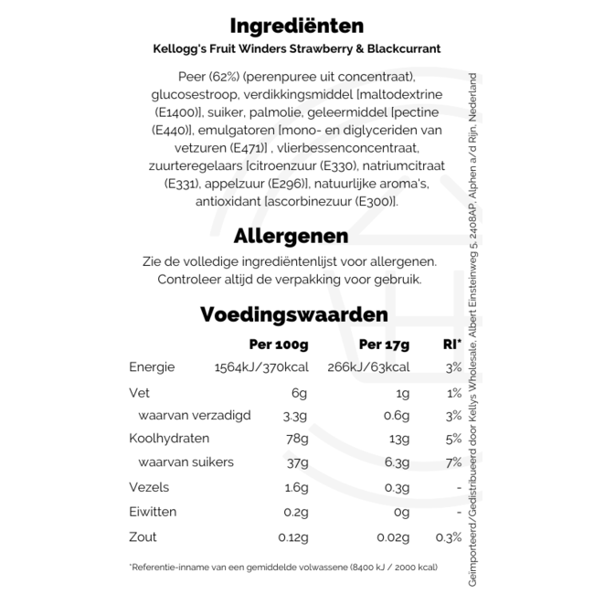 Kellogg's Fruit Winders Doubles Strawberry & Blackcurrant Rolls 5 x 17g