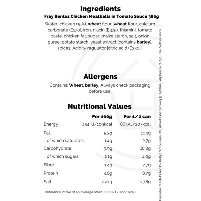 Fray Bentos Chicken Meatballs in Tomato Sauce 380g