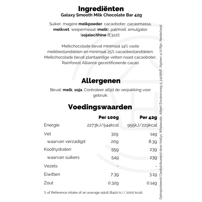 Galaxy Smooth Milk Chocolate Bar 42g