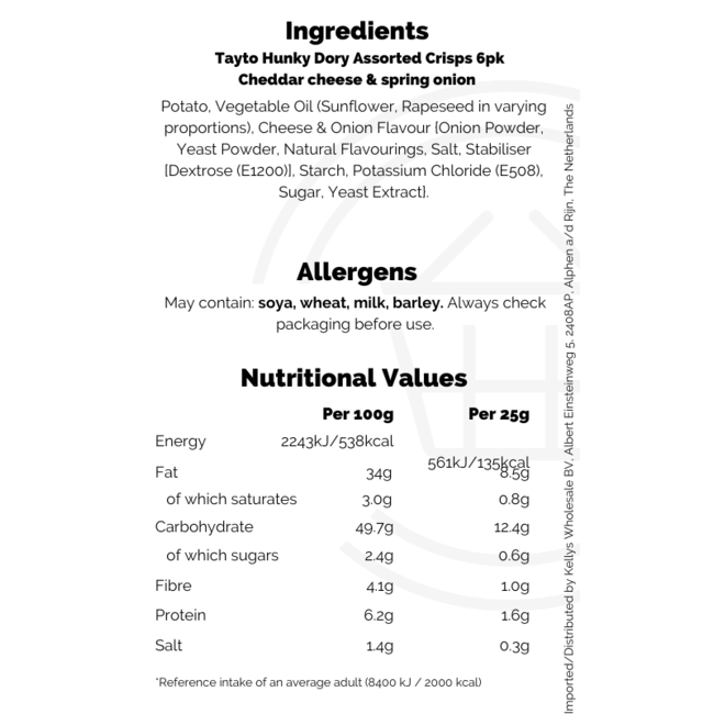 Tayto Hunky Dory Assorted Crisps | 6pk BBD: 09-02-2026