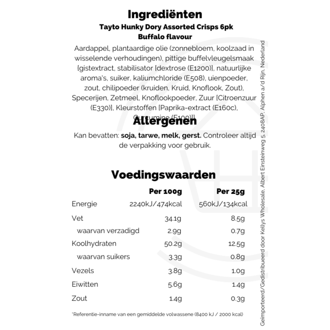 Tayto Hunky Dory Assorted Crisps 6pk