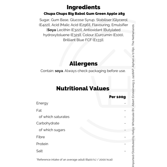 Chupa Chups Big Babol Gum Green Apple 28g