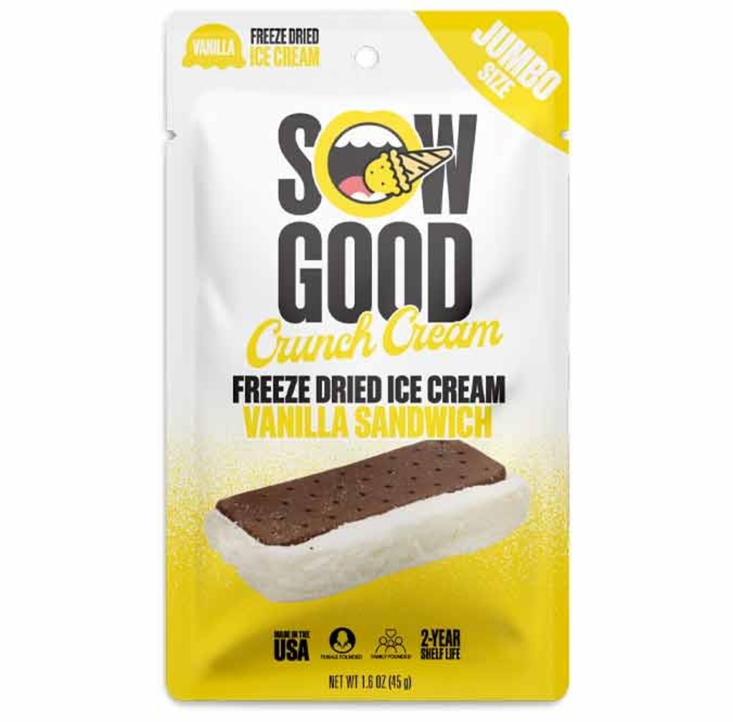 Freeze Dried Ice Cream JUMBO Vanilla Sandwich 45gr Kellys Expat Shopping