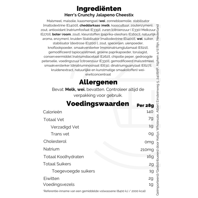 Herr's Crunchy Jalapeno Cheestix 227g