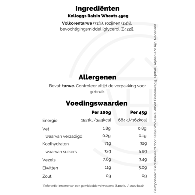 Kelloggs Raisin Wheats 450g