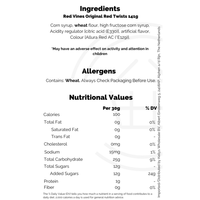 Red Vines Tray Original Red Twists 141g