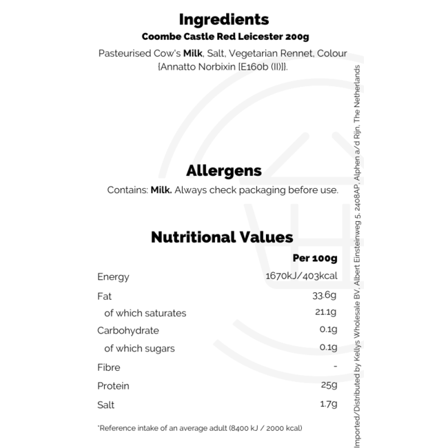 Coombe Castle Red Leicester 200g
