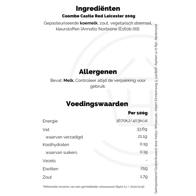 Coombe Castle Red Leicester 200g