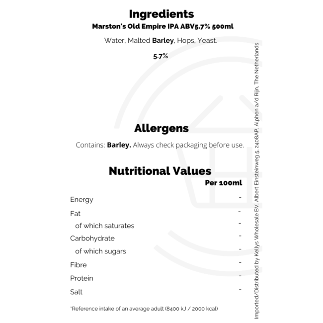 Marston's Old Empire IPA ABV5.7% 500ml