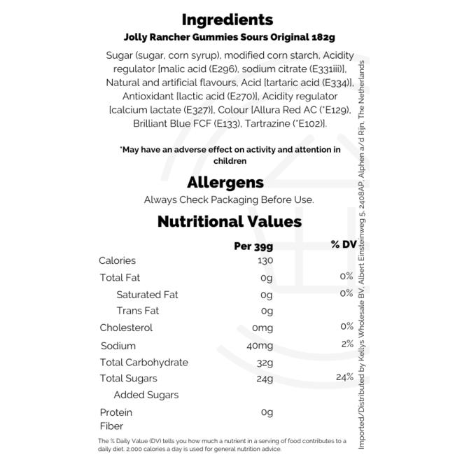 Jolly Rancher Gummies Sours Original 182g