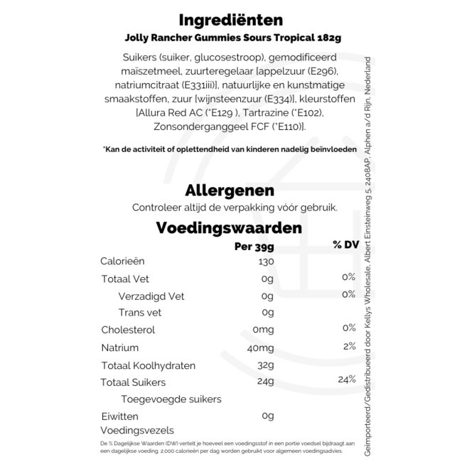 Jolly Rancher Gummies Sours Tropical 182g