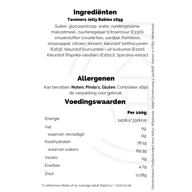 Taveners Jelly Babies 165g