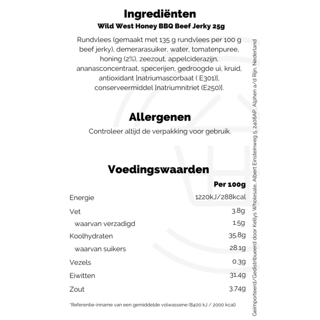 Wild West Honey BBQ Beef Jerky 25g