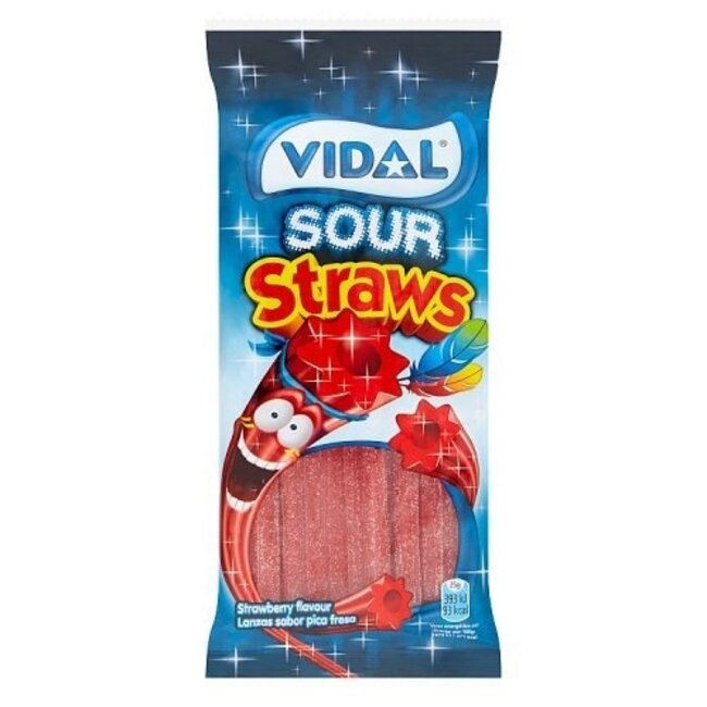 Vidal Vidal Fizzy Strawberry Sour Straws 100g