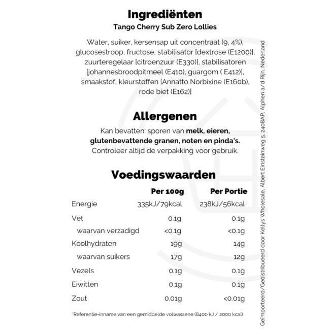 Tango Cherry Sub Zero Lollies 4pk 280ml