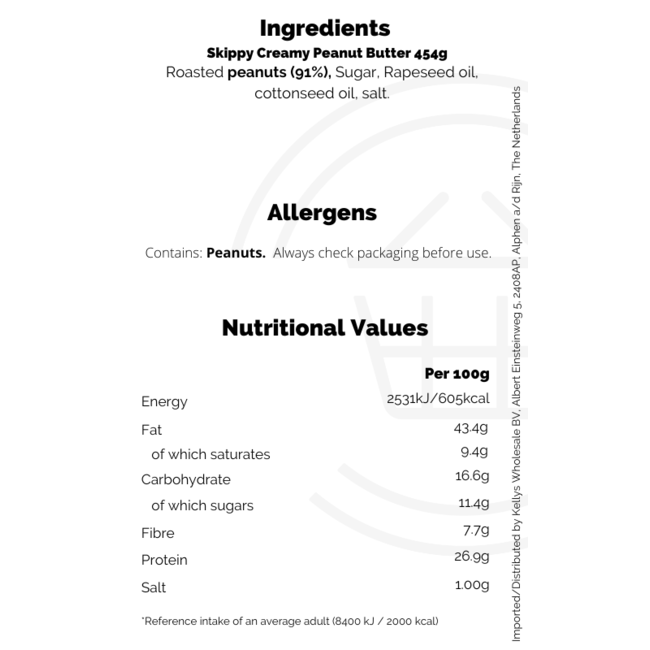 Skippy Creamy Peanut Butter 454g