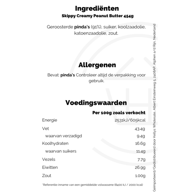 Skippy Creamy Peanut Butter 454g