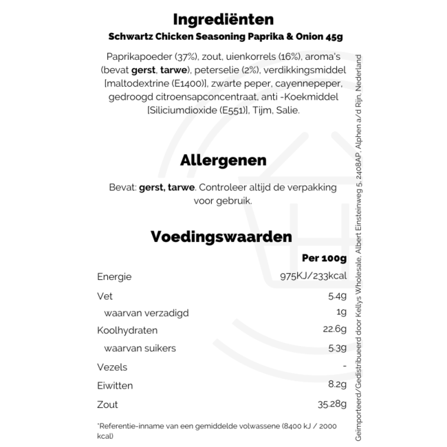 Schwartz Chicken Seasoning Paprika & Onion 45g