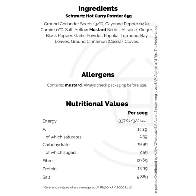 Schwartz Hot Curry Powder 85g