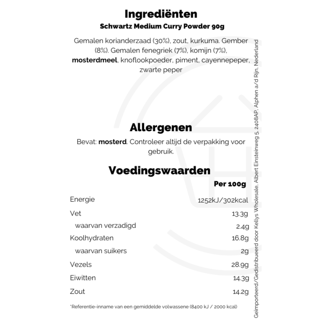 Schwartz Medium Curry Powder 90g