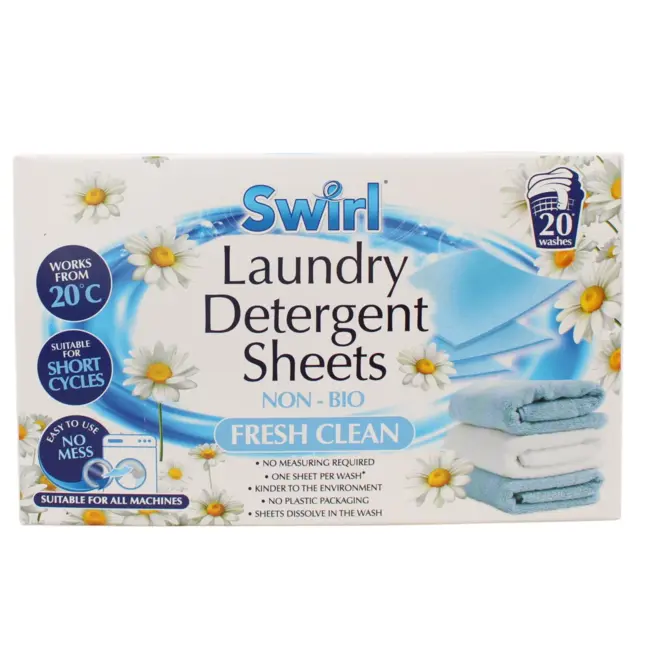 Swirl Laundry Detergent Sheets Fresh Clean 20pk