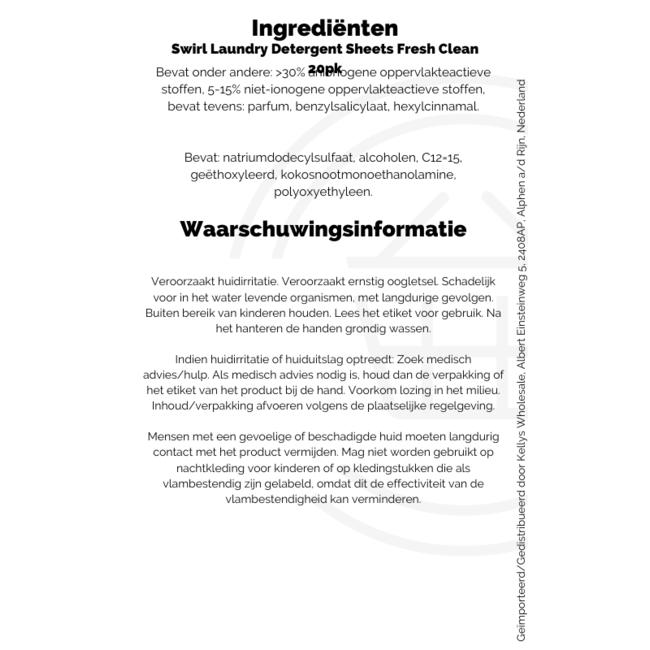 Swirl Laundry Detergent Sheets Fresh Clean 20pk