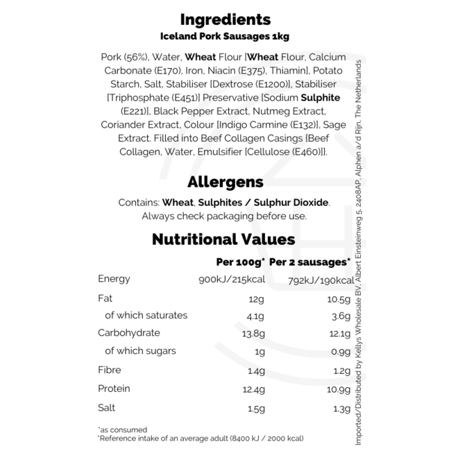 Iceland Pork Sausages 1kg