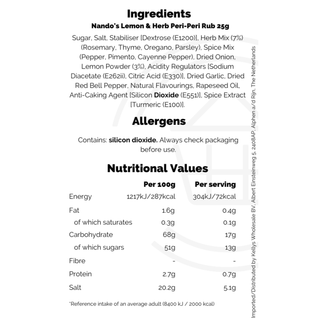 Nando's Lemon & Herb Peri-Peri Rub 25g