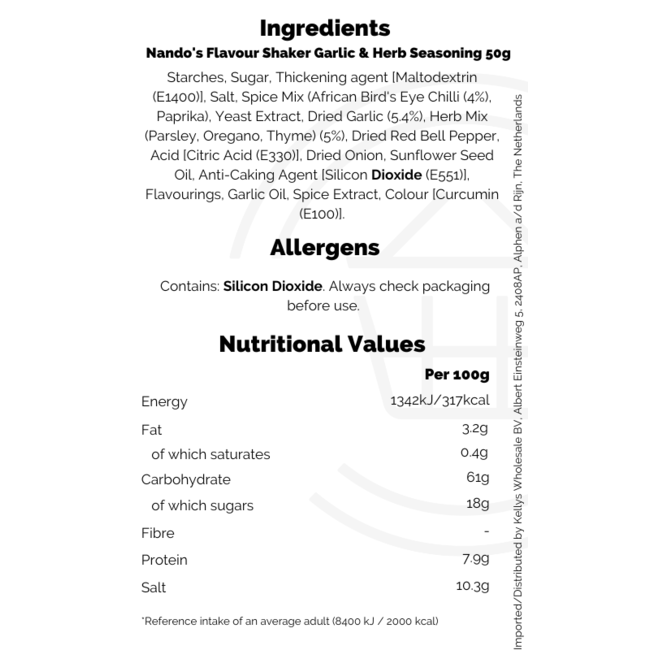 Nando's Flavour Shaker Garlic & Herb Seasoning 50g