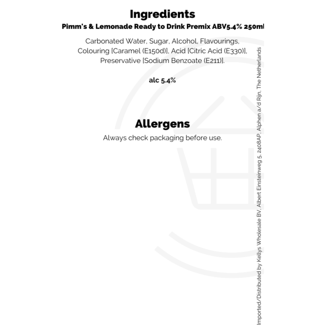 Pimm's & Lemonade Ready to Drink Premix ABV5.4% 250ml