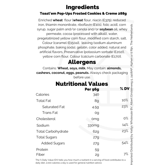 Toast'em Pop-Ups Frosted Cookies & Creme 288g