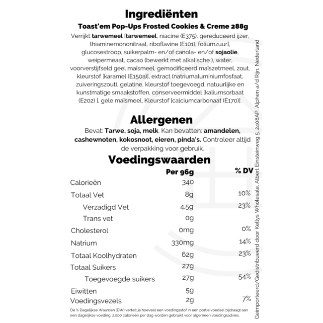 Toast'em Pop-Ups Frosted Cookies & Creme 288g