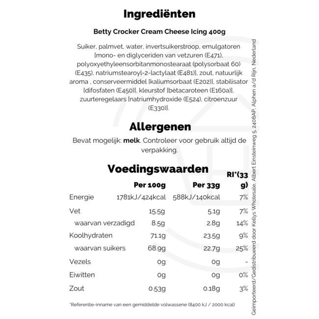 Betty Crocker Cream Cheese Icing 400g