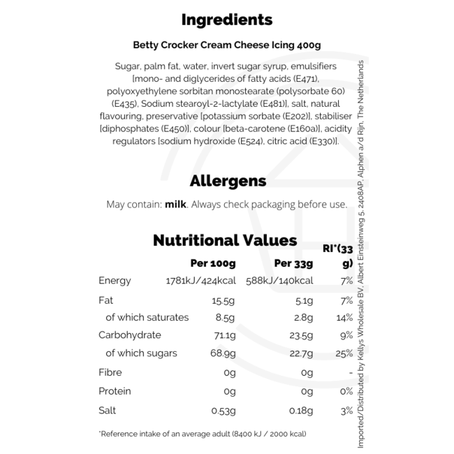 Betty Crocker Cream Cheese Icing 400g