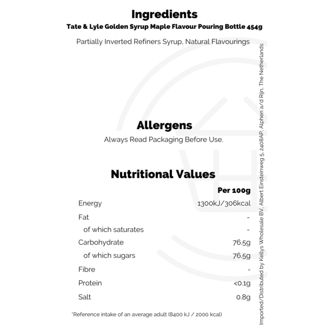 Tate & Lyle Golden Syrup Maple Flavour Pouring Bottle 454g