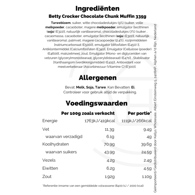 Betty Crocker Chocolate Chunk Muffin Mix 335g