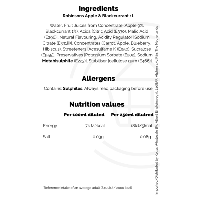 Robinsons Apple and Blackcurrant 1L