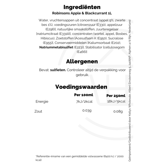 Robinsons Apple and Blackcurrant 1L