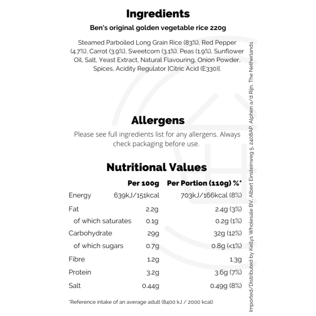 Ben's Original Golden Vegetable Rice 220g