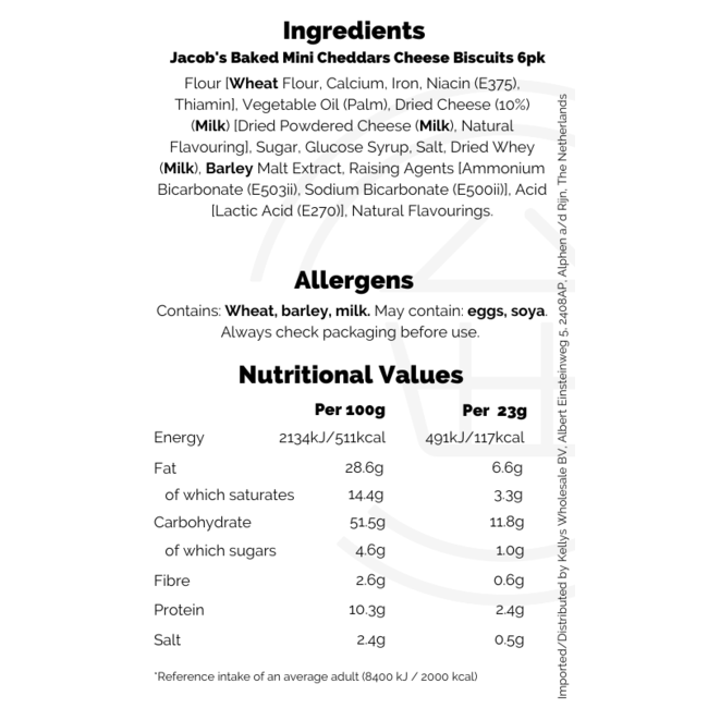Jacob's Baked Mini Cheddars Cheese Biscuits 6pk