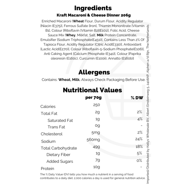 Kraft Macaroni & Cheese Dinner 206g – Mac & Cheese