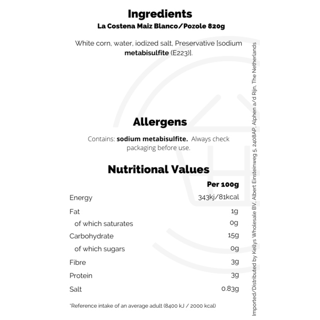 La Costena Maiz Blanco/Pozole 820g