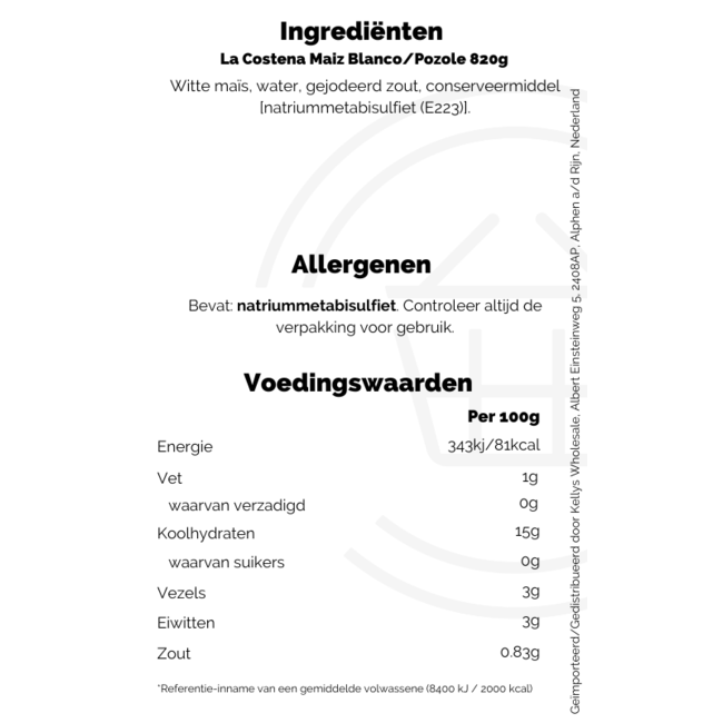 La Costena Maiz Blanco/Pozole 820g