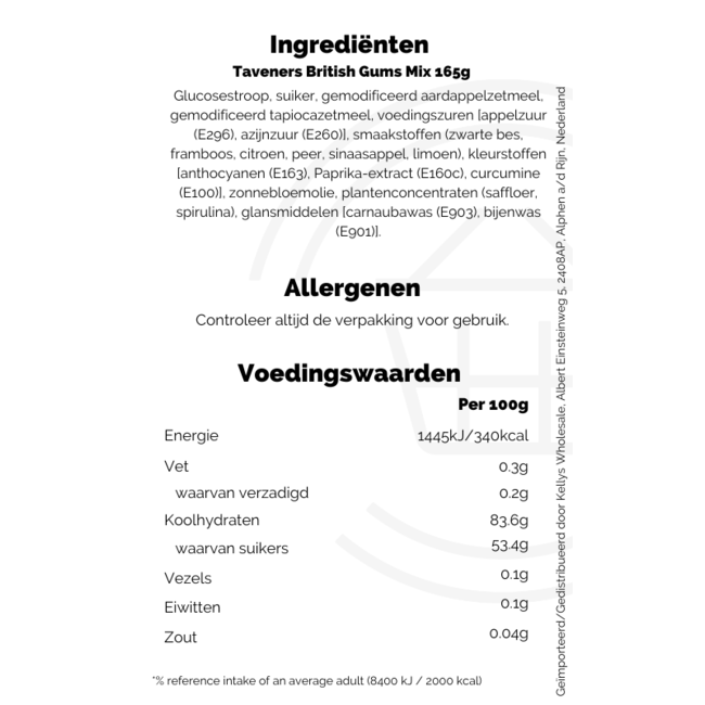 Taveners British Gums Mix 165g