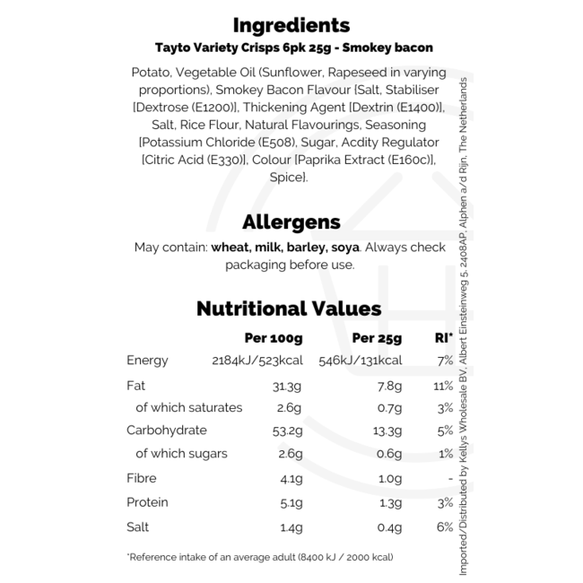 Tayto Variety Crisps 6pk 25g