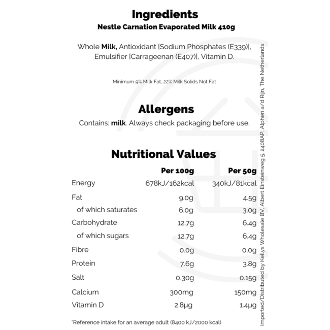 Nestle Carnation Evaporated Milk 410g