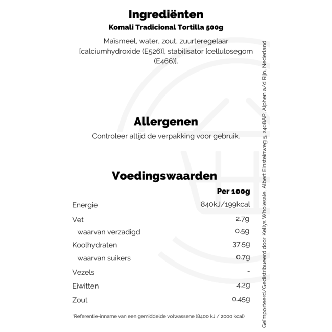 Komali Tortilla Tradicional 500g