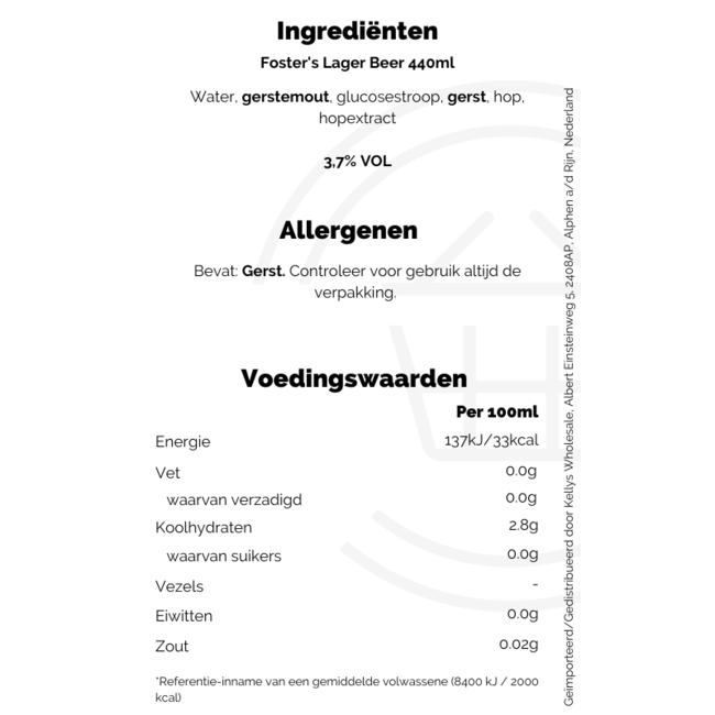 Foster's Lager Beer 440ml 4Pk