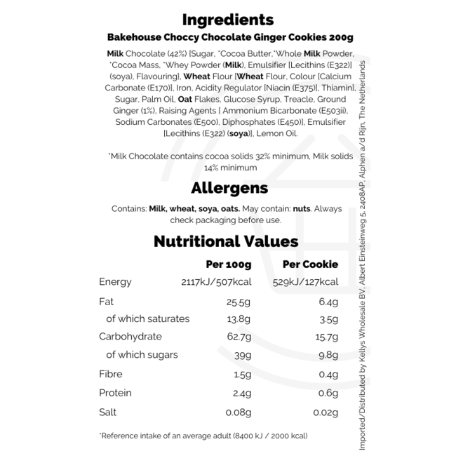 Bakehouse Choccy Chocolate Ginger Cookies 200g BBD: 29-10-2025